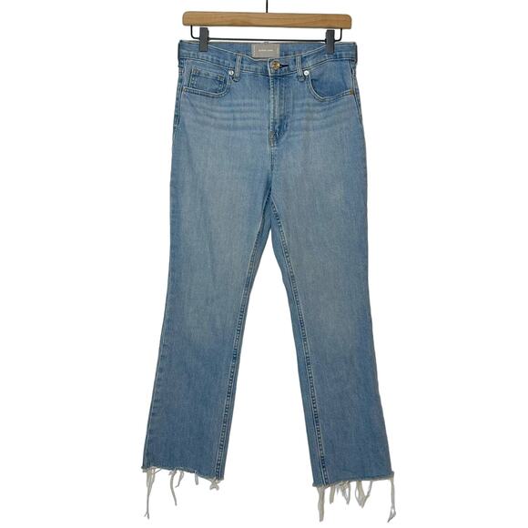 Everlane Straight Leg Jeans Women's SZ 29 Blue Denim Mid Rise Frayed Hem Cropped - Picture 1 of 9